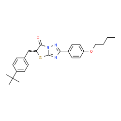 ChemSpider 2D Image | 2-(4-Butoxyphenyl)-5-[4-(2-methyl-2-propanyl)benzylidene][1,3]thiazolo[3,2-b][1,2,4]triazol-6(5H)-one | C25H27N3O2S