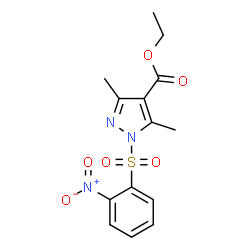 ChemSpider 2D Image | Ethyl 3,5-dimethyl-1-[(2-nitrophenyl)sulfonyl]-1H-pyrazole-4-carboxylate | C14H15N3O6S