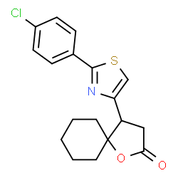 ChemSpider 2D Image | 4-[2-(4-Chlorophenyl)-1,3-thiazol-4-yl]-1-oxaspiro[4.5]decan-2-one | C18H18ClNO2S