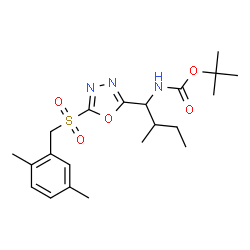 ChemSpider 2D Image | 2-Methyl-2-propanyl (1-{5-[(2,5-dimethylbenzyl)sulfonyl]-1,3,4-oxadiazol-2-yl}-2-methylbutyl)carbamate | C21H31N3O5S