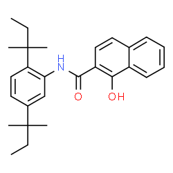 ChemSpider 2D Image | N-[2,5-Bis(2-methyl-2-butanyl)phenyl]-1-hydroxy-2-naphthamide | C27H33NO2