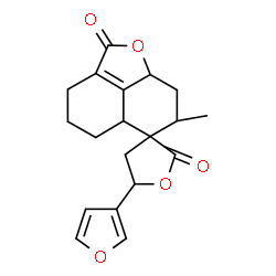 ChemSpider 2D Image | 5-(3-Furyl)-7'-methyl-3',4,5,5',5a',7',8',8a'-octahydrospiro[furan-3,6'-naphtho[1,8-bc]furan]-2,2'(4'H)-dione | C19H20O5