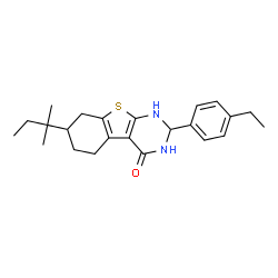 ChemSpider 2D Image | [1]benzothieno[2,3-d]pyrimidin-4-ol, 7-(1,1-dimethylpropyl)-2-(4-ethylphenyl)-1,2,5,6,7,8-hexahydro- | C23H30N2OS