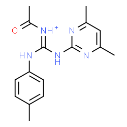 ChemSpider 2D Image | (E)-N-Acetyl[(4,6-dimethyl-2-pyrimidinyl)amino][(4-methylphenyl)amino]methaniminium | C16H20N5O