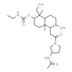 ChemSpider 2D Image | 5-[2-(3-Acetamido-1-pyrrolidinyl)-2-oxoethyl]-6-hydroxy-1-(hydroxymethyl)-1,4a-dimethyldecahydro-2-naphthalenyl ethylcarbamate | C24H41N3O6