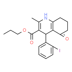 ChemSpider 2D Image | Propyl 4-(2-iodophenyl)-2-methyl-5-oxo-1,4,5,6,7,8-hexahydro-3-quinolinecarboxylate | C20H22INO3