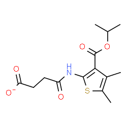 ChemSpider 2D Image | 4-{[3-(Isopropoxycarbonyl)-4,5-dimethyl-2-thienyl]amino}-4-oxobutanoate | C14H18NO5S