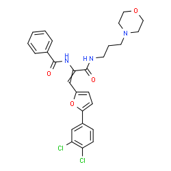 ChemSpider 2D Image | N-(1-[5-(3,4-Dichlorophenyl)-2-furyl]-3-{[3-(4-morpholinyl)propyl]amino}-3-oxo-1-propen-2-yl)benzamide | C27H27Cl2N3O4