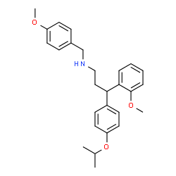 ChemSpider 2D Image | 3-(4-Isopropoxyphenyl)-N-(4-methoxybenzyl)-3-(2-methoxyphenyl)-1-propanamine | C27H33NO3