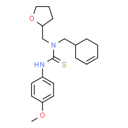 ChemSpider 2D Image | 1-(3-Cyclohexen-1-ylmethyl)-3-(4-methoxyphenyl)-1-(tetrahydro-2-furanylmethyl)thiourea | C20H28N2O2S