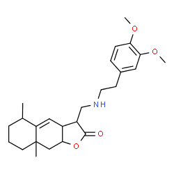 ChemSpider 2D Image | 3-({[2-(3,4-Dimethoxyphenyl)ethyl]amino}methyl)-5,8a-dimethyl-3a,5,6,7,8,8a,9,9a-octahydronaphtho[2,3-b]furan-2(3H)-one | C25H35NO4