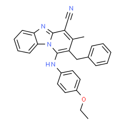 ChemSpider 2D Image | 2-Benzyl-1-[(4-ethoxyphenyl)amino]-3-methylpyrido[1,2-a]benzimidazole-4-carbonitrile | C28H24N4O