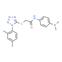 ChemSpider 2D Image | N-[4-(Dimethylamino)phenyl]-2-{[1-(2,4-dimethylphenyl)-1H-tetrazol-5-yl]sulfanyl}acetamide | C19H22N6OS