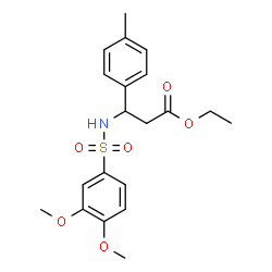 ChemSpider 2D Image | Ethyl 3-{[(3,4-dimethoxyphenyl)sulfonyl]amino}-3-(4-methylphenyl)propanoate | C20H25NO6S
