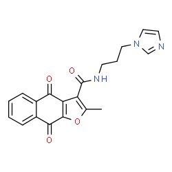 ChemSpider 2D Image | N-[3-(1H-Imidazol-1-yl)propyl]-2-methyl-4,9-dioxo-4,9-dihydronaphtho[2,3-b]furan-3-carboxamide | C20H17N3O4