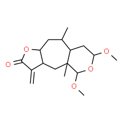 ChemSpider 2D Image | 5,7-Dimethoxy-4a,9-dimethyl-3-methylenedecahydrofuro[2',3':5,6]cyclohepta[1,2-c]pyran-2(3H)-one | C17H26O5