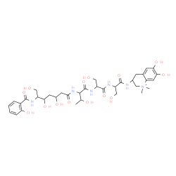 ChemSpider 2D Image | N-{3,5,7-Trihydroxy-6-[(2-hydroxybenzoyl)amino]heptanoyl}threonylseryl-N-(6,7-dihydroxy-1,1-dimethyl-1,2,3,4-tetrahydro-3-quinoliniumyl)serinamide | C35H51N6O14