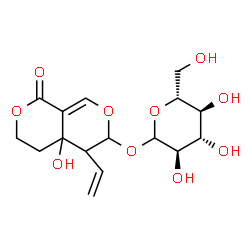 ChemSpider 2D Image | 4a-Hydroxy-1-oxo-5-vinyl-4,4a,5,6-tetrahydro-1H,3H-pyrano[3,4-c]pyran-6-yl D-glucopyranoside | C16H22O10
