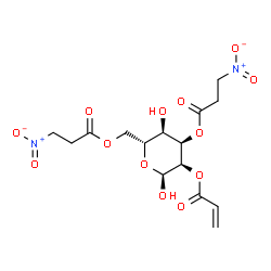ChemSpider 2D Image | 2-O-Acryloyl-3,6-bis-O-(3-nitropropanoyl)-alpha-D-allopyranose | C15H20N2O13