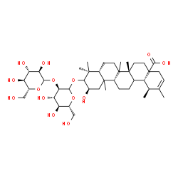 ChemSpider 2D Image | (2alpha,8xi,10xi,13xi,17xi,18alpha,19alpha)-3-{[2-O-(D-Glucopyranosyl)-D-glucopyranosyl]oxy}-2-hydroxyurs-20-en-28-oic acid | C42H68O14