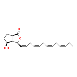 ChemSpider 2D Image | (3S,3aR,4S,6aR)-4-Hydroxy-3-[(1Z,4Z,7Z,10Z)-1,4,7,10-tridecatetraen-1-yl]hexahydro-1H-cyclopenta[c]furan-1-one | C20H28O3