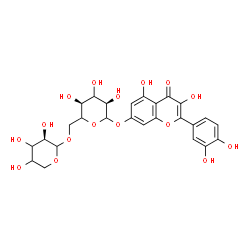 ChemSpider 2D Image | 2-(3,4-Dihydroxyphenyl)-3,5-dihydroxy-4-oxo-4H-chromen-7-yl 6-O-D-glycero-pentopyranosyl-D-erythro-hexopyranoside | C26H28O16