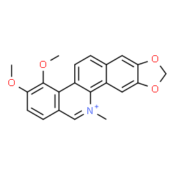 ChemSpider 2D Image | 3,4-Dimethoxy-12-methyl[1,3]benzodioxolo[5,6-c]phenanthridin-12-ium | C21H18NO4