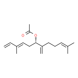ChemSpider 2D Image | (3E,6S)-3,11-Dimethyl-7-methylene-1,3,10-dodecatrien-6-yl acetate | C17H26O2