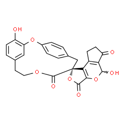 ChemSpider 2D Image | (1R)-4',5-Dihydroxy-7,8-dihydro-3H-spiro[cyclopenta[d]furo[3,4-b]pyran-1,12'-[2,10]dioxatricyclo[12.2.2.1~3,7~]nonadeca[1(16),3(19),4,6,14,17]hexaene]-3,6,11'(5H)-trione | C26H20O9