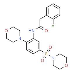 ChemSpider 2D Image | 2-(2-Fluorophenyl)-N-[2-(4-morpholinyl)-5-(4-morpholinylsulfonyl)phenyl]acetamide | C22H26FN3O5S