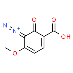 ChemSpider 2D Image | 5-Diazo-4-methoxy-6-oxo-1,3-cyclohexadiene-1-carboxylic acid | C8H6N2O4