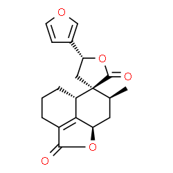 ChemSpider 2D Image | (3S,5R,5a'S,7'S,8a'R)-5-(3-Furyl)-7'-methyl-3',4,5,5',5a',7',8',8a'-octahydrospiro[furan-3,6'-naphtho[1,8-bc]furan]-2,2'(4'H)-dione | C19H20O5