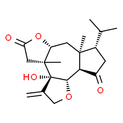 ChemSpider 2D Image | (3aR,3bS,6aR,7aS,8S,10aR,10bS)-3a-Hydroxy-8-isopropyl-3b,7a-dimethyl-3-methylenedodecahydrofuro[3',2':6,7]azuleno[4,5-b]furan-5,10-dione | C20H28O5
