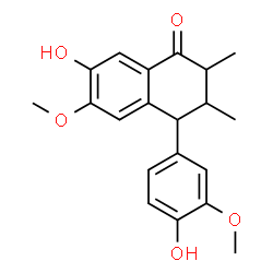 ChemSpider 2D Image | 7-Hydroxy-4-(4-hydroxy-3-methoxyphenyl)-6-methoxy-2,3-dimethyl-3,4-dihydro-1(2H)-naphthalenone | C20H22O5