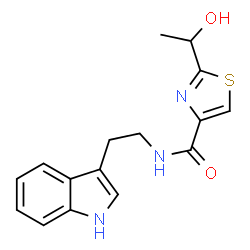 ChemSpider 2D Image | 2-(1-Hydroxyethyl)-N-[2-(1H-indol-3-yl)ethyl]-1,3-thiazole-4-carboxamide | C16H17N3O2S