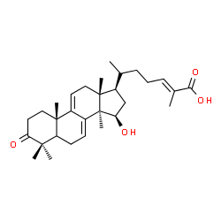 ChemSpider 2D Image | (5xi,15beta,24E)-15-Hydroxy-3-oxolanosta-7,9(11),24-trien-26-oic acid | C30H44O4