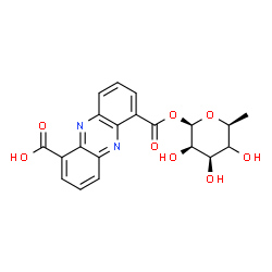 ChemSpider 2D Image | (4xi)-1-O-[(6-Carboxy-1-phenazinyl)carbonyl]-6-deoxy-beta-L-lyxo-hexopyranose | C20H18N2O8