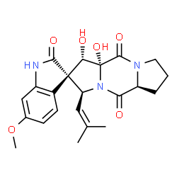ChemSpider 2D Image | (1S,2S,3S,5aS,10aR)-1,10a-Dihydroxy-6'-methoxy-3-(2-methyl-1-propen-1-yl)-5a,6,7,8-tetrahydro-1H,5H-spiro[dipyrrolo[1,2-a:1',2'-d]pyrazine-2,3'-indole]-2',5,10(1'H,10aH)-trione | C22H25N3O6