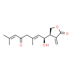 ChemSpider 2D Image | (4R)-4-[(1S,2E)-1-Hydroxy-3,7-dimethyl-5-oxo-2,6-octadien-1-yl]-3-methylenedihydro-2(3H)-furanone | C15H20O4