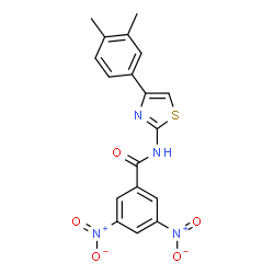 ChemSpider 2D Image | N-[4-(3,4-Dimethylphenyl)-1,3-thiazol-2-yl]-3,5-dinitrobenzamide | C18H14N4O5S