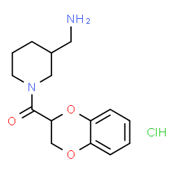 ChemSpider 2D Image | 1-[1-(2,3-dihydro-1,4-benzodioxine-2-carbonyl)piperidin-3-yl]methanamine hydrochloride | C15H21ClN2O3