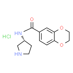 ChemSpider 2D Image | (R)-N-(Pyrrolidin-3-yl)-2,3-dihydrobenzo[b][1,4]dioxine-6-carboxamide hydrochloride | C13H17ClN2O3