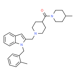 ChemSpider 2D Image | (1-{[1-(2-Methylbenzyl)-1H-indol-2-yl]methyl}-4-piperidinyl)(4-methyl-1-piperidinyl)methanone | C29H37N3O