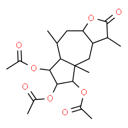 ChemSpider 2D Image | 3,4a,8-Trimethyl-2-oxododecahydroazuleno[6,5-b]furan-5,6,7-triyl triacetate | C21H30O8