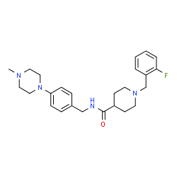 ChemSpider 2D Image | 1-(2-Fluorobenzyl)-N-[4-(4-methyl-1-piperazinyl)benzyl]-4-piperidinecarboxamide | C25H33FN4O