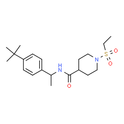 ChemSpider 2D Image | 1-(Ethylsulfonyl)-N-{1-[4-(2-methyl-2-propanyl)phenyl]ethyl}-4-piperidinecarboxamide | C20H32N2O3S