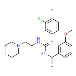 ChemSpider 2D Image | N-[(Z)-[(3-Chloro-4-fluorophenyl)amino]{[2-(4-morpholinyl)ethyl]amino}methylene]-3-methoxybenzamide | C21H24ClFN4O3