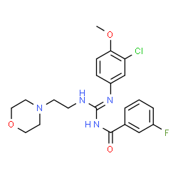 ChemSpider 2D Image | N-[(Z)-[(3-Chloro-4-methoxyphenyl)amino]{[2-(4-morpholinyl)ethyl]amino}methylene]-3-fluorobenzamide | C21H24ClFN4O3