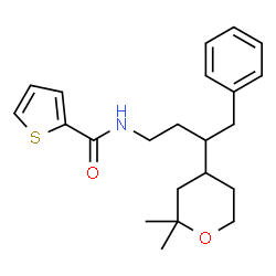ChemSpider 2D Image | N-[3-(2,2-Dimethyltetrahydro-2H-pyran-4-yl)-4-phenylbutyl]-2-thiophenecarboxamide | C22H29NO2S