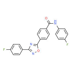 ChemSpider 2D Image | N-(4-Fluorophenyl)-4-[3-(4-fluorophenyl)-1,2,4-oxadiazol-5-yl]benzamide | C21H13F2N3O2